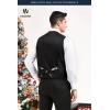imageHISDERN Mens Suit Vest Christmas Holiday Season Party Jacquard Waistcoats Necktie Pocket Square Vest Suit SetBlack2