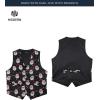 imageHISDERN Mens Suit Vest Christmas Holiday Season Party Jacquard Waistcoats Necktie Pocket Square Vest Suit SetBlack2