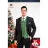 imageHISDERN Mens Suit Vest Christmas Holiday Season Party Jacquard Waistcoats Necktie Pocket Square Vest Suit SetGreen  Elk
