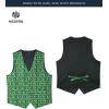 imageHISDERN Mens Suit Vest Christmas Holiday Season Party Jacquard Waistcoats Necktie Pocket Square Vest Suit SetGreen  Elk