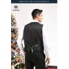 imageHISDERN Mens Suit Vest Christmas Holiday Season Party Jacquard Waistcoats Necktie Pocket Square Vest Suit SetGreen  Elk