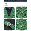 imageHISDERN Mens Suit Vest Christmas Holiday Season Party Jacquard Waistcoats Necktie Pocket Square Vest Suit SetGreen  Elk