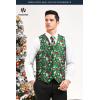 imageHISDERN Mens Suit Vest Christmas Holiday Season Party Jacquard Waistcoats Necktie Pocket Square Vest Suit SetGreen1