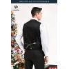 imageHISDERN Mens Suit Vest Christmas Holiday Season Party Jacquard Waistcoats Necktie Pocket Square Vest Suit SetGreen1