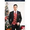 imageHISDERN Mens Suit Vest Christmas Holiday Season Party Jacquard Waistcoats Necktie Pocket Square Vest Suit SetRed  Christmas Tree