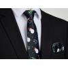 imageHISDERN Christmas Ties for Men Festival Xmas Silk Necktie Holiday Vocation Funny Tie Pocket Square Cufflinks SetBlack Blue Snowman Tree