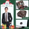 imageHISDERN Christmas Ties for Men Festival Xmas Silk Necktie Holiday Vocation Funny Tie Pocket Square Cufflinks SetBlack SnowmenWreath