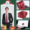 imageHISDERN Christmas Ties for Men Festival Xmas Silk Necktie Holiday Vocation Funny Tie Pocket Square Cufflinks SetBurgundy SnowmenSnowflake