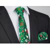 imageHISDERN Christmas Ties for Men Festival Xmas Silk Necktie Holiday Vocation Funny Tie Pocket Square Cufflinks SetGreen Gift Box
