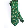 imageHISDERN Christmas Ties for Men Festival Xmas Silk Necktie Holiday Vocation Funny Tie Pocket Square Cufflinks SetGreen Gold Reindeer