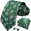imageHISDERN Christmas Ties for Men Festival Xmas Silk Necktie Holiday Vocation Funny Tie Pocket Square Cufflinks SetGreen Snowflake