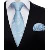 imageHISDERN Ties for Men Paisley Floral Mens Ties and Pocket Square Cufflinks Set Classic Business Necktie HandkerchiefA1light Blue