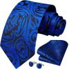 imageHISDERN Ties for Men Paisley Floral Mens Ties and Pocket Square Cufflinks Set Classic Business Necktie HandkerchiefA1royal Blue