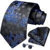 imageHISDERN Ties for Men Paisley Floral Mens Ties and Pocket Square Cufflinks Set Classic Business Necktie HandkerchiefA3navy Blue1