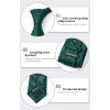 imageHISDERN Ties for Men Paisley Floral Mens Ties and Pocket Square Cufflinks Set Classic Business Necktie HandkerchiefB1green