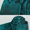 imageHISDERN Ties for Men Paisley Floral Mens Ties and Pocket Square Cufflinks Set Classic Business Necktie HandkerchiefC1teal