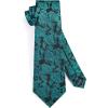imageHISDERN Ties for Men Paisley Floral Mens Ties and Pocket Square Cufflinks Set Classic Business Necktie HandkerchiefC1teal