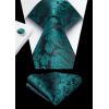 imageHISDERN Ties for Men Paisley Floral Mens Ties and Pocket Square Cufflinks Set Classic Business Necktie HandkerchiefC1teal