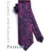 imageHISDERN Ties for Men Paisley Floral Mens Ties and Pocket Square Cufflinks Set Classic Business Necktie HandkerchiefD2navy Blue  Purple Pink