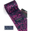 imageHISDERN Ties for Men Paisley Floral Mens Ties and Pocket Square Cufflinks Set Classic Business Necktie HandkerchiefD2navy Blue  Purple Pink