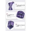 imageHISDERN Ties for Men Paisley Floral Mens Ties and Pocket Square Cufflinks Set Classic Business Necktie HandkerchiefD3purple