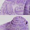 imageHISDERN Ties for Men Paisley Floral Mens Ties and Pocket Square Cufflinks Set Classic Business Necktie HandkerchiefD4purple