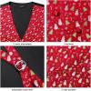imageHISDERN 2PCS Mens Suit Vest Christmas Jacquard Waistcoats Necktie Pocket Square Vest Suit Set