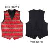 imageHISDERN 3pc Christmas Vest Set for Men Red Christmas Snowflake Holiday Vest Santa Waistcoats Necktie Pocket Square Dress Suit Vest Mens Tie Set for Party