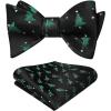 imageHISDERN Black Vests for Men Business Formal Dress Suit Christmas Bow Ties for Men Xmas Black Mens Bow Ties and Pocket Square Se