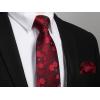 imageHISDERN Burgundy Tie Mens Floral Red BowTies Formal Handkerchief Tie Set Silk Woven Classic Maroon Necktie for Men Christmas Party