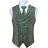imageHISDERN Christmas Mens Suit Vest and Tie Pocket Square Set Green Christmas Candy Snowflake Jacquard Waistcoat Necktie Pocket Square Vest