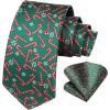 imageHISDERN Christmas Mens Suit Vest and Tie Pocket Square Set Green Christmas Candy Snowflake Jacquard Waistcoat Necktie Pocket Square Vest