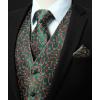 imageHISDERN Christmas Mens Suit Vest and Tie Pocket Square Set Green Christmas Candy Snowflake Jacquard Waistcoat Necktie Pocket Square Vest
