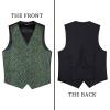 imageHISDERN Christmas Mens Suit Vest and Tie Pocket Square Set Green Christmas Candy Snowflake Jacquard Waistcoat Necktie Pocket Square Vest