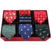 imageHISDERN Christmas Mens Ties Set 5PCS Holiday Festival Funny Tie and Pocket Square Set Vacation Xmas Gift Box Necktie SetT5s2