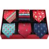 imageHISDERN Christmas Mens Ties Set 5PCS Holiday Festival Funny Tie and Pocket Square Set Vacation Xmas Gift Box Necktie SetT5s31
