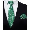 imageHISDERN Christmas Ties for Men Holiday Tie and Pocket Square Cufflinks Festival Party Xmas Funny Silk Woven NecktieCgreen  Deer and Candy Cane