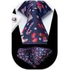 imageHISDERN Christmas Ties for Men Holiday Tie and Pocket Square Cufflinks Festival Party Xmas Funny Silk Woven NecktieEnavy  Santa Hat and Candy Cane