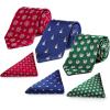 imageHISDERN Christmas Ties for Men Holiday Tie and Pocket Square Set Lot 3 PCS Tie Pack Gift Box Neckties ampamp HandkerchiefMulticolor 2