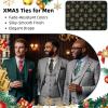 imageHISDERN Christmas Ties for Men Pretied Mens Holiday Silk Tie and Pocket Square Cufflinks Set Xmas Festive Funny NecktieClassic Blacksnowflake
