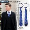 imageHISDERN Christmas Ties for Men Pretied Mens Holiday Silk Tie and Pocket Square Cufflinks Set Xmas Festive Funny NecktieFestive Bluexmas Collage