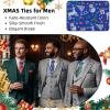 imageHISDERN Christmas Ties for Men Pretied Mens Holiday Silk Tie and Pocket Square Cufflinks Set Xmas Festive Funny NecktieFestive Bluexmas Collage