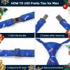 imageHISDERN Christmas Ties for Men Pretied Mens Holiday Silk Tie and Pocket Square Cufflinks Set Xmas Festive Funny NecktieFestive Bluexmas Hat Holly