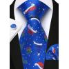 imageHISDERN Christmas Ties for Men Pretied Mens Holiday Silk Tie and Pocket Square Cufflinks Set Xmas Festive Funny NecktieFestive Bluexmas Hat Holly