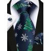 imageHISDERN Christmas Ties for Men Pretied Mens Holiday Silk Tie and Pocket Square Cufflinks Set Xmas Festive Funny NecktieFrosted Tealtree