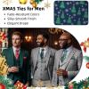 imageHISDERN Christmas Ties for Men Pretied Mens Holiday Silk Tie and Pocket Square Cufflinks Set Xmas Festive Funny NecktieFrosted Tealtree