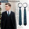 imageHISDERN Christmas Ties for Men Pretied Mens Holiday Silk Tie and Pocket Square Cufflinks Set Xmas Festive Funny NecktieFrosted Tealtree