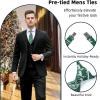 imageHISDERN Christmas Ties for Men Pretied Mens Holiday Silk Tie and Pocket Square Cufflinks Set Xmas Festive Funny NecktieGreen Medleyfestive Mix