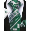 imageHISDERN Christmas Ties for Men Pretied Mens Holiday Silk Tie and Pocket Square Cufflinks Set Xmas Festive Funny NecktieGreen Medleyfestive Mix