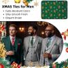 imageHISDERN Christmas Ties for Men Pretied Mens Holiday Silk Tie and Pocket Square Cufflinks Set Xmas Festive Funny NecktieGreen Medleygingerbread